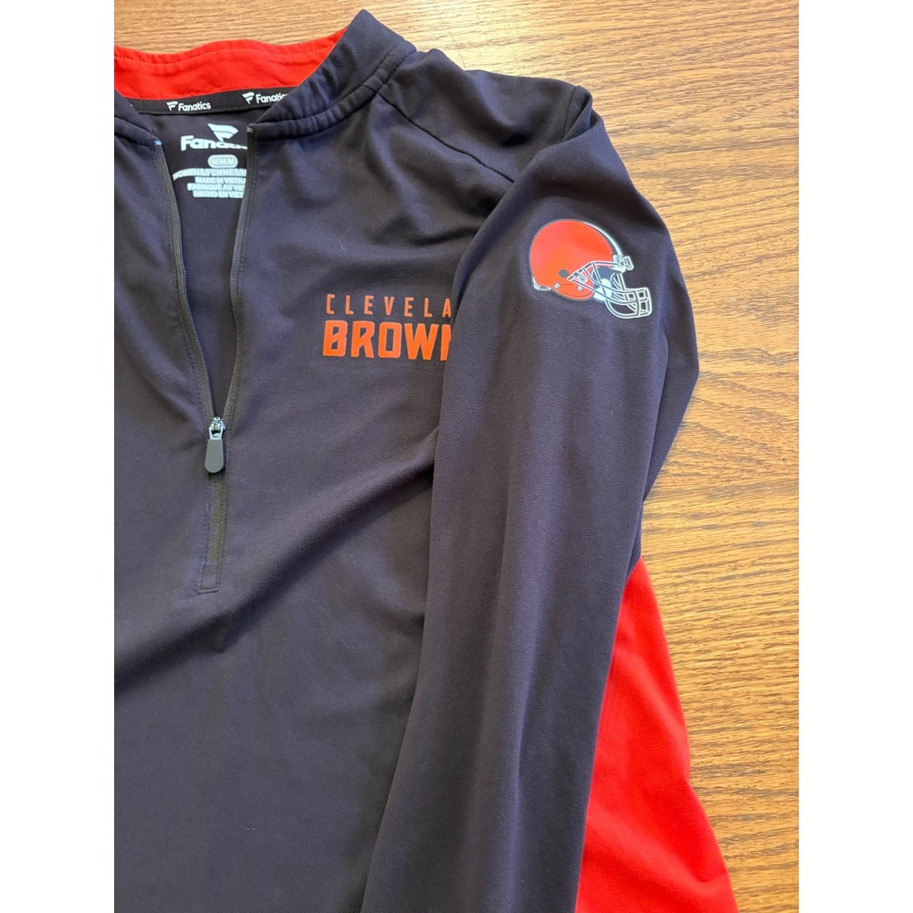 Fanatics Cleveland Browns Womens Brown Orange Quarter Zip Pullover Top Medium - Picture 4 of 10